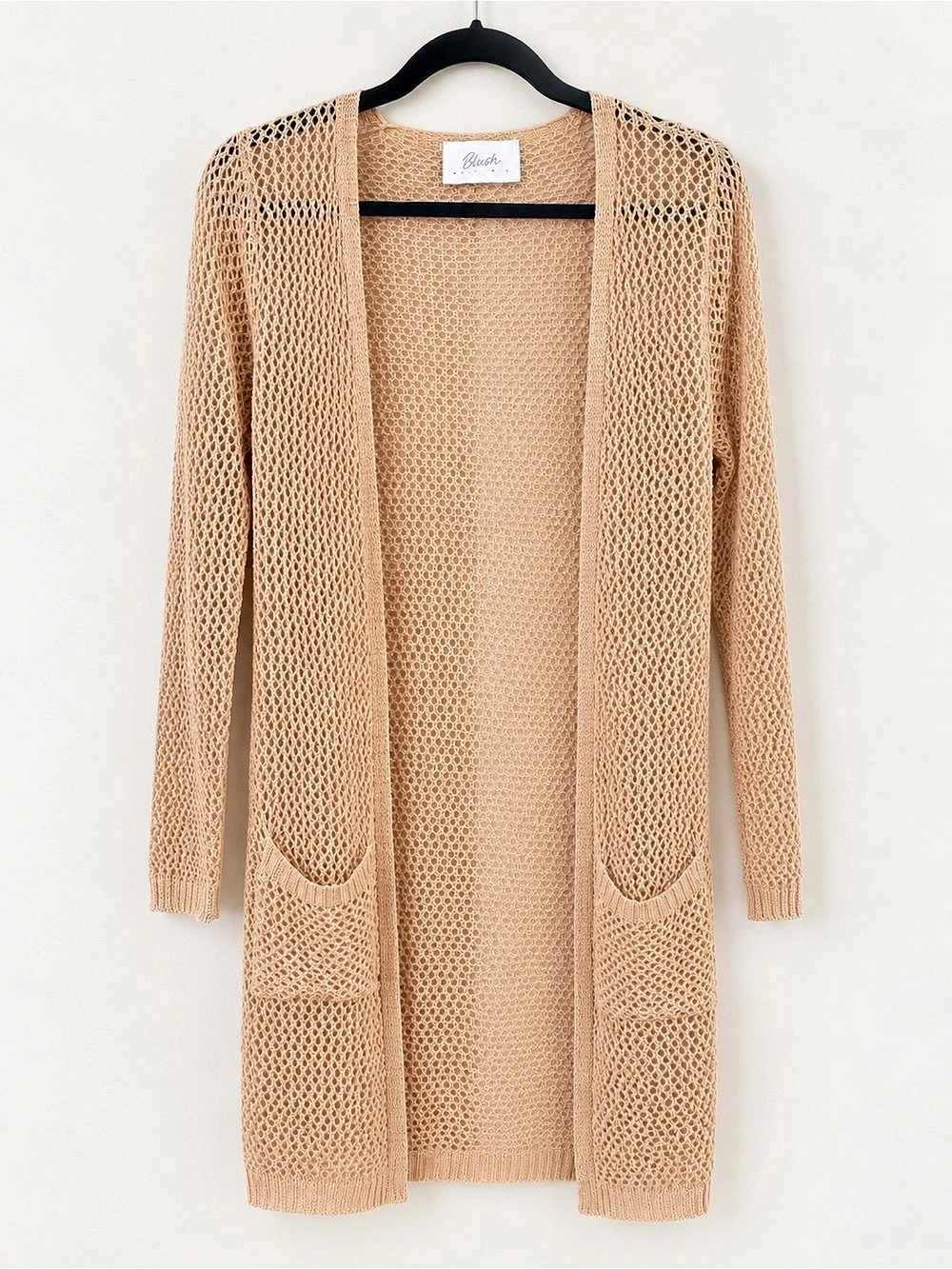 Blush Boutique Open Front Knit Cardigan in Brown